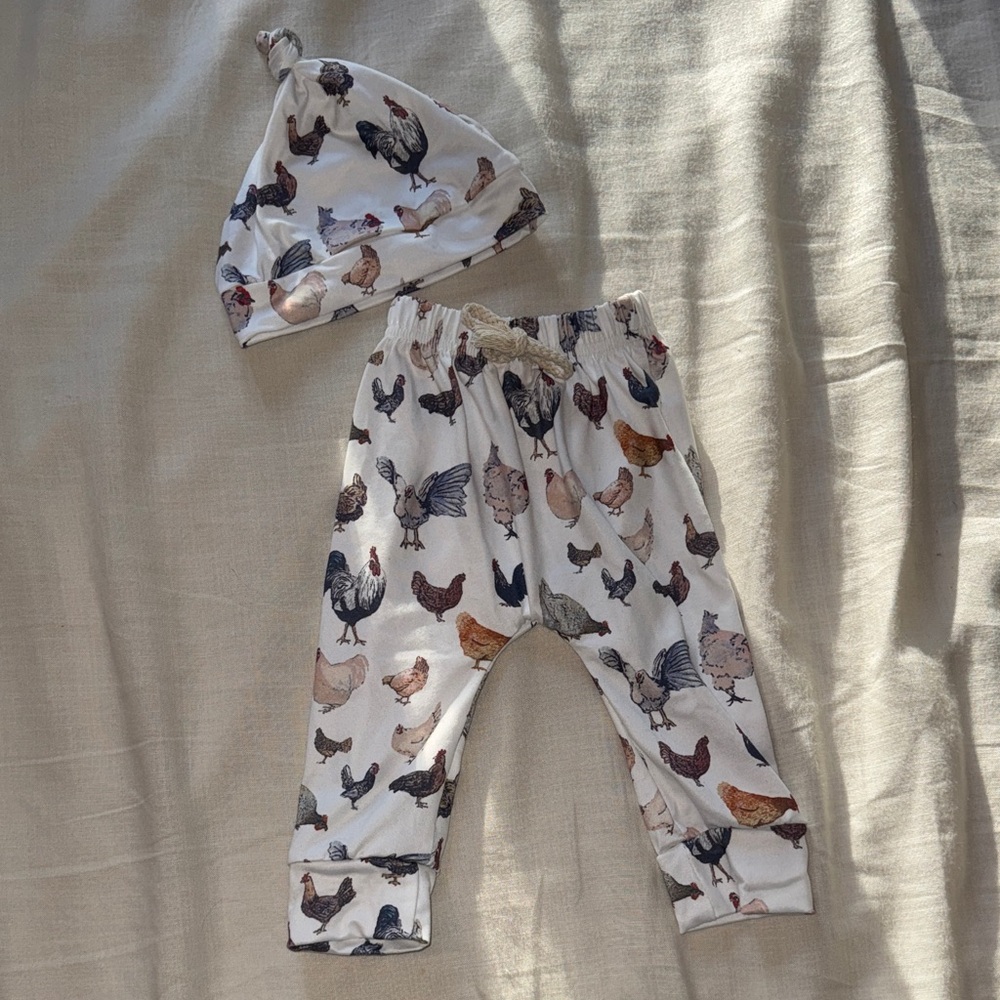 Source Unknown Kids Chicken Print Pants and Hat Set